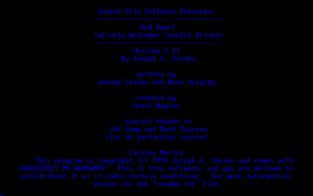 Title screen of Red Dwarf