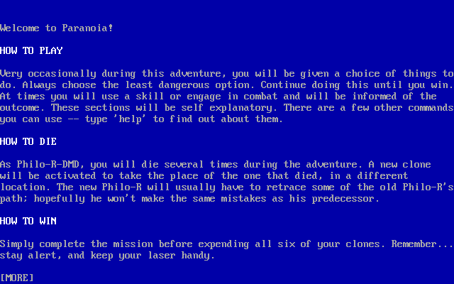 Title screen of Paranoia