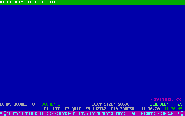 Title screen of Tommy's Think II