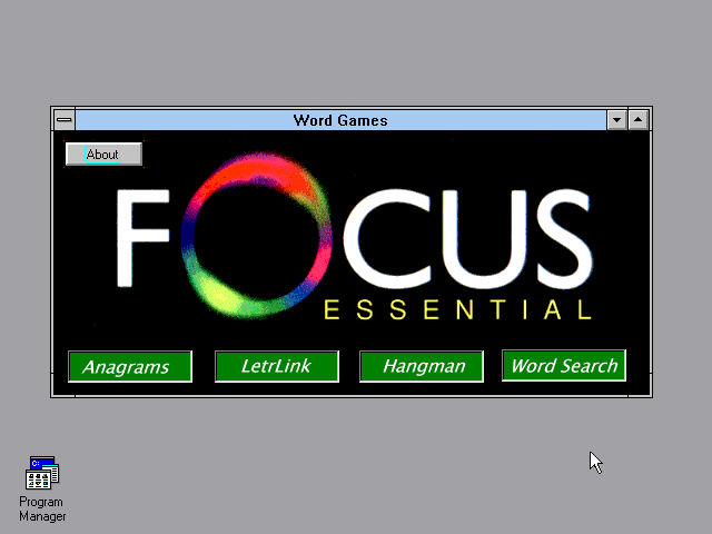 Title screen of Focus Essential Senior Word Games