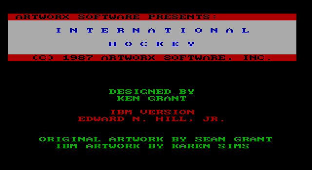Title screen of International Hockey
