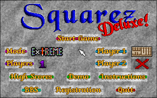 Title screen of Squarez Deluxe!