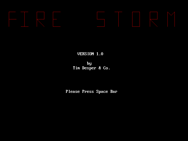 Title screen of Fire Storm