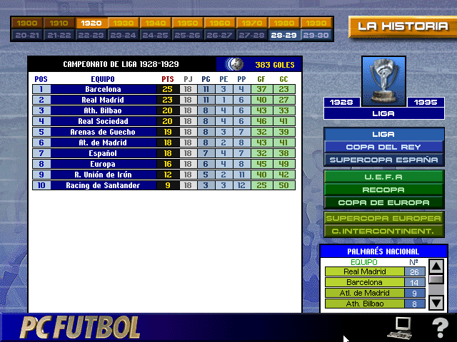 Gameplay of PC Fútbol 5.0