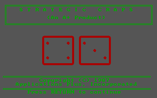 Title screen of Strategic Craps