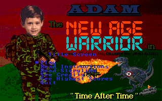 Title screen of Adam the New Age Warrior in Time After Time