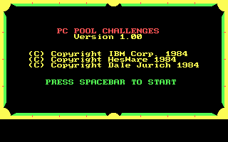 Title screen of PC Pool Challenges