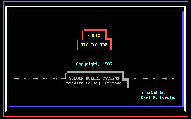 Title screen of Cubic Tic Tac Toe