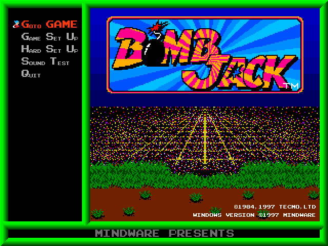 Title screen of Bomb Jack