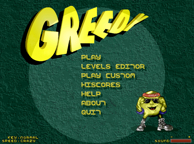 Title screen of Greedy