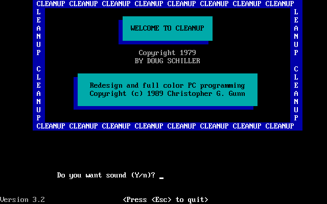 Title screen of CleanUp