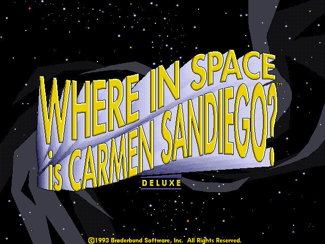 Title screen of Where in Space Is Carmen Sandiego?
