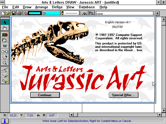 Title screen of Jurassic Art