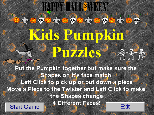 Title screen of Kid's Pumpkin Puzzles