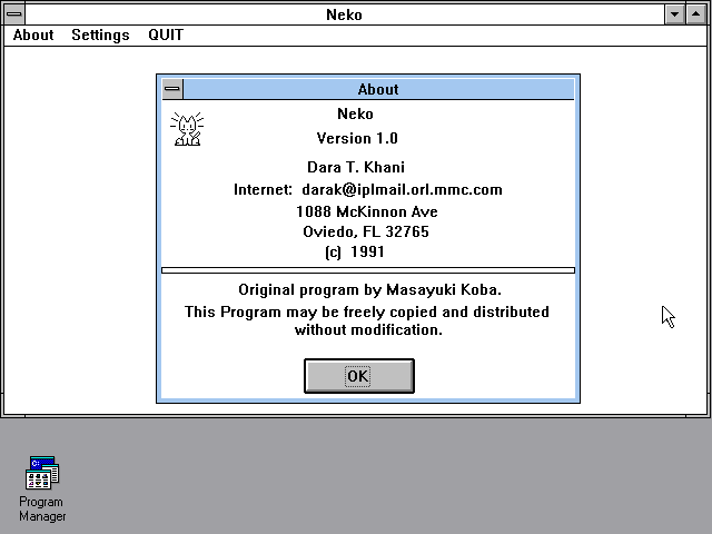 Title screen of Neko