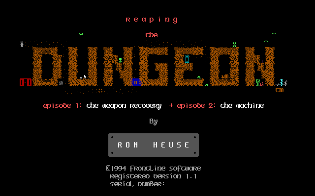Title screen of Reaping the Dungeon