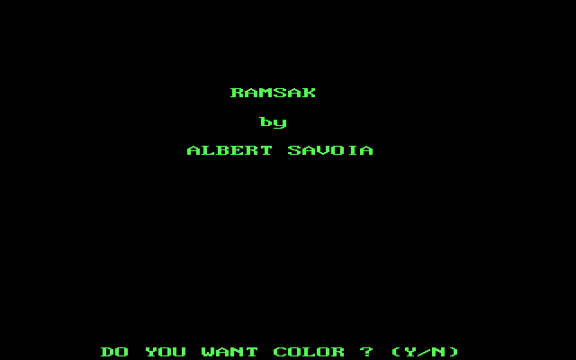 Title screen of RAMSAK
