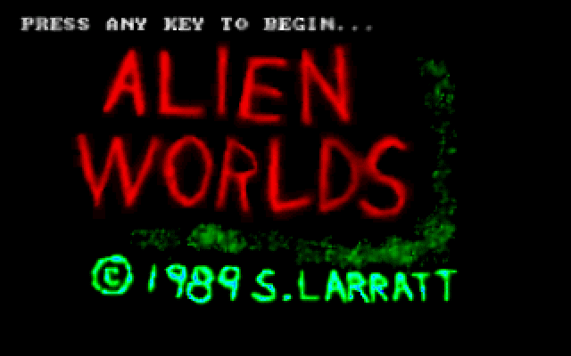 Title screen of Alien Worlds