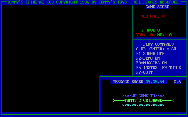 Title screen of Tommy's Cribbage