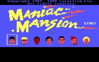 Title screen of Maniac Mansion