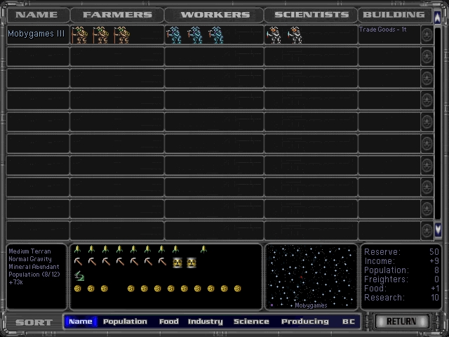 Gameplay of Master of Orion II: Battle at Antares