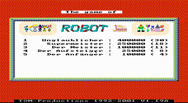 Title screen of Robot Junior