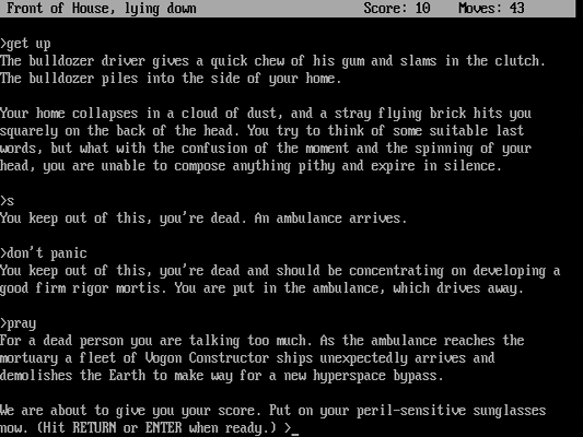 Gameplay of The Hitchhiker's Guide to the Galaxy