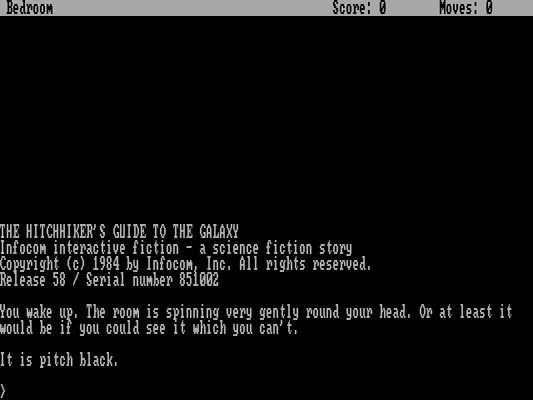 Title screen of The Hitchhiker's Guide to the Galaxy