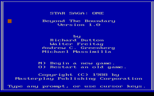 Title screen of Star Saga: One - Beyond the Boundary