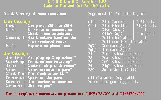 Title screen of LineWars