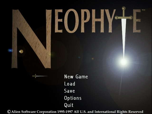 Title screen of Neophyte: The Journey Begins