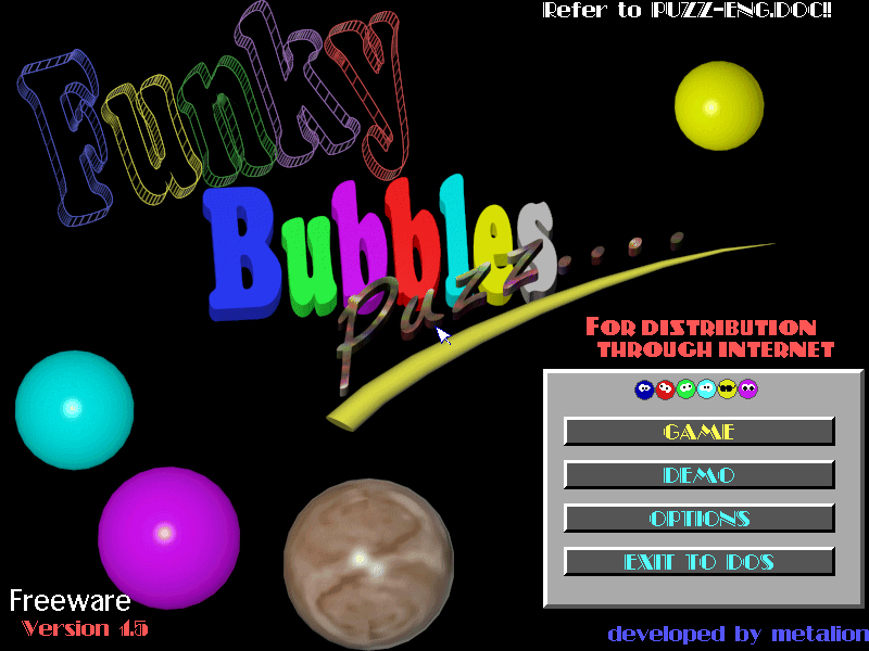 Title screen of Funky Bubble Puzz