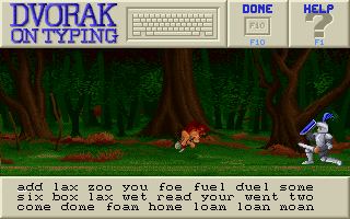 Gameplay of Dvorak on Typing
