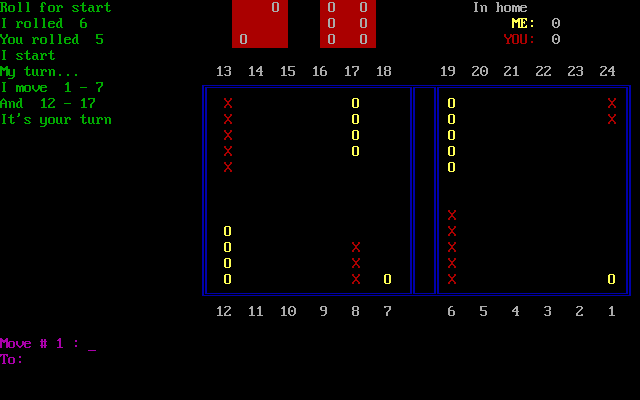 Gameplay of Backgammon (1986)