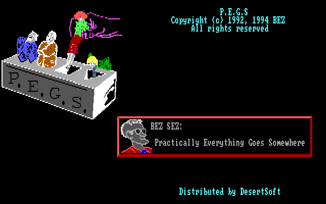 Title screen of Bez Pegs