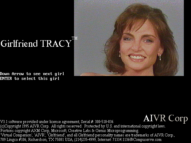 Title screen of Girlfriend Tracy