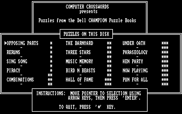 Title screen of Dell Crossword Puzzles Volume III