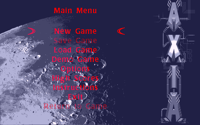 Title screen of Axia