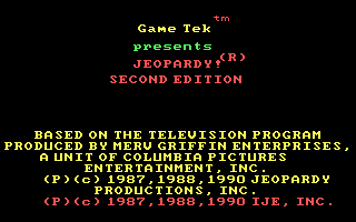 Title screen of Jeopardy! 2nd Edition