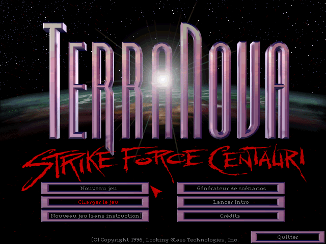 Title screen of Terra Nova: Strike Force Centauri