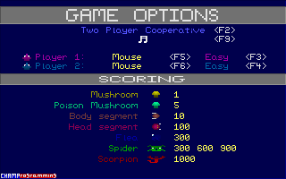 Title screen of CHAMP Centipede