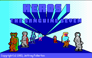 Title screen of Heroes: The Sanguine Seven