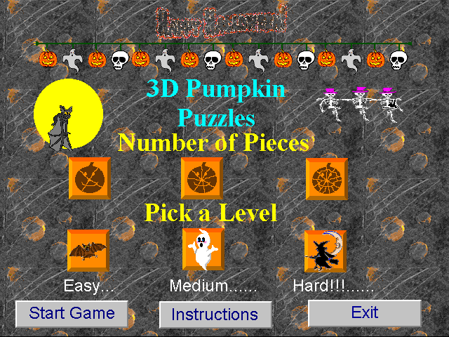 Title screen of 3D Pumpkin Puzzles