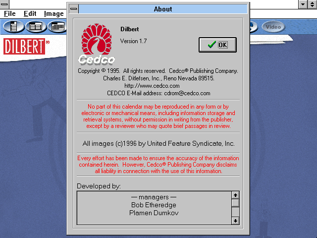 Title screen of Dilbert: Not Just A Calendar