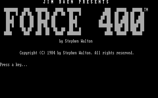 Title screen of Force 400
