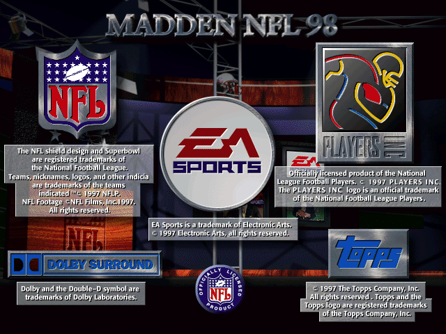 Title screen of Madden NFL 98
