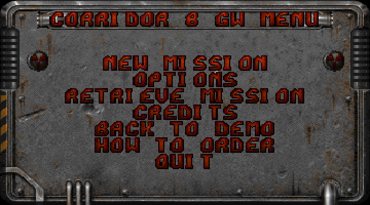Title screen of Corridor 8: Galactic Wars (Prototype)