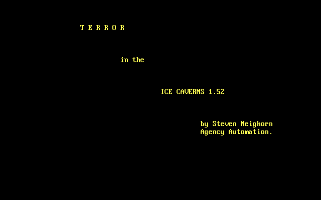 Title screen of Terror in the Ice Caverns