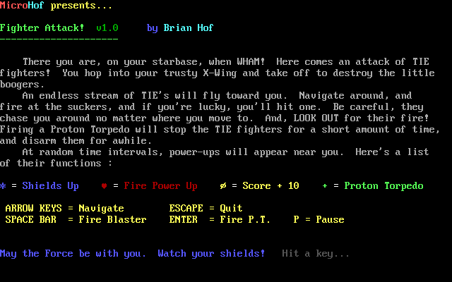 Title screen of Fighter Attack!
