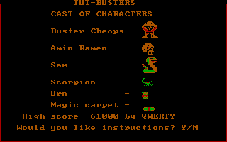 Title screen of Tut-Busters